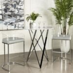 BEXTER ROUND 35-INCH FAUX MARBLE BISTRO BAR TABLE CHROME - Image 8