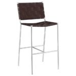 ADELAIDE UPHOLSTERED PUB HEIGHT BAR STOOL BROWN AND CHROME