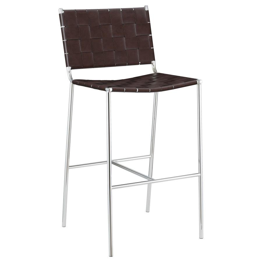 183584_02x900.jpg ADELAIDE UPHOLSTERED PUB HEIGHT BAR STOOL BROWN AND CHROME - Image 1