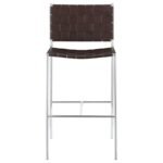 ADELAIDE UPHOLSTERED PUB HEIGHT BAR STOOL BROWN AND CHROME - Image 3