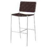 ADELAIDE UPHOLSTERED PUB HEIGHT BAR STOOL BROWN AND CHROME - Image 4