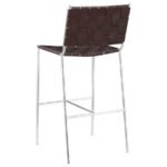 ADELAIDE UPHOLSTERED PUB HEIGHT BAR STOOL BROWN AND CHROME - Image 6