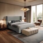 Oxford Linen Textured Fabric Upholstered Bed - Image 2