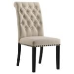 ALANA FABRIC UPHOLSTERED DINING SIDE CHAIR BEIGE (SET OF 2) - Image 3