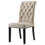 ALANA FABRIC UPHOLSTERED DINING SIDE CHAIR BEIGE (SET OF 2) - Image 5