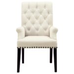 ALANA FABRIC UPHOLSTERED DINING ARM CHAIR BEIGE - Image 3
