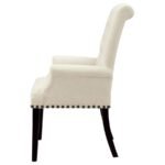 ALANA FABRIC UPHOLSTERED DINING ARM CHAIR BEIGE - Image 5