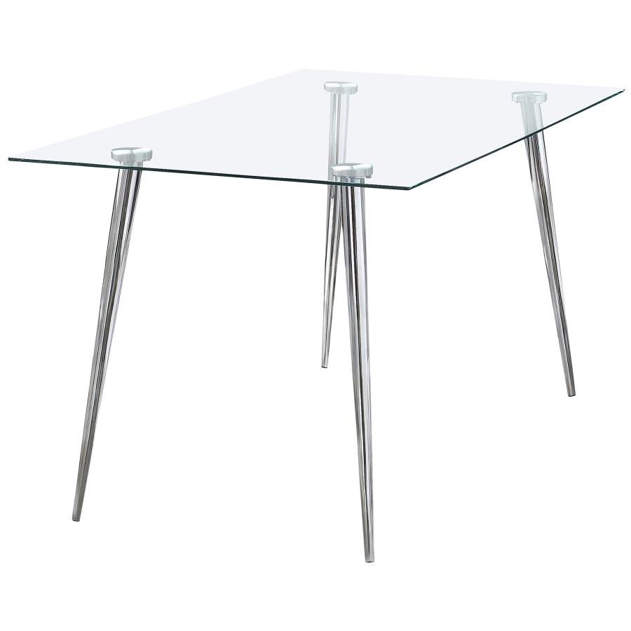 190621CHR_02x900.jpg GILMAN RECTANGULAR 64-INCH GLASS TOP DINING TABLE CHROME - Image 1