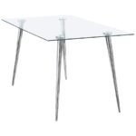 GILMAN RECTANGULAR 64-INCH GLASS TOP DINING TABLE CHROME - Image 4