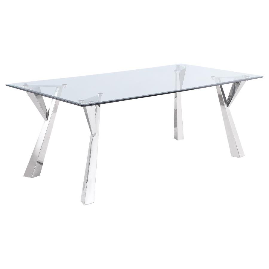 190711_02x900.jpg ALAIA RECTANGULAR 79-INCH GLASS TOP DINING TABLE CHROME - Image 1