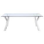 ALAIA RECTANGULAR 79-INCH GLASS TOP DINING TABLE CHROME - Image 3