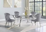 ALAIA RECTANGULAR 79-INCH GLASS TOP DINING TABLE CHROME - Image 7