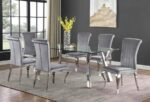 ALAIA RECTANGULAR 79-INCH GLASS TOP DINING TABLE CHROME - Image 8