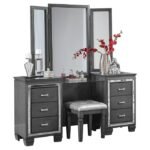 1916GY-15* Vanity Dresser with Mirror