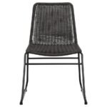DACY FAUX RATTAN METAL DINING SIDE CHAIR BROWN (SET OF 2) - Image 4