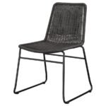 DACY FAUX RATTAN METAL DINING SIDE CHAIR BROWN (SET OF 2) - Image 5