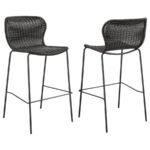 MCKINLEY FAUX RATTAN METAL BAR CHAIR BROWN (SET OF 2)
