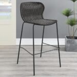 MCKINLEY FAUX RATTAN METAL BAR CHAIR BROWN (SET OF 2) - Image 2