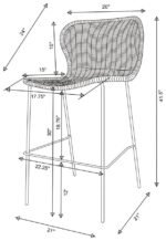 MCKINLEY FAUX RATTAN METAL BAR CHAIR BROWN (SET OF 2) - Image 12