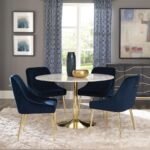 KELLA 5-PIECE ROUND MARBLE TOP DINING SET WHITE AND GOLD