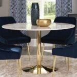 KELLA ROUND 50-INCH MARBLE TOP DINING TABLE WHITE MARBLE - Image 2