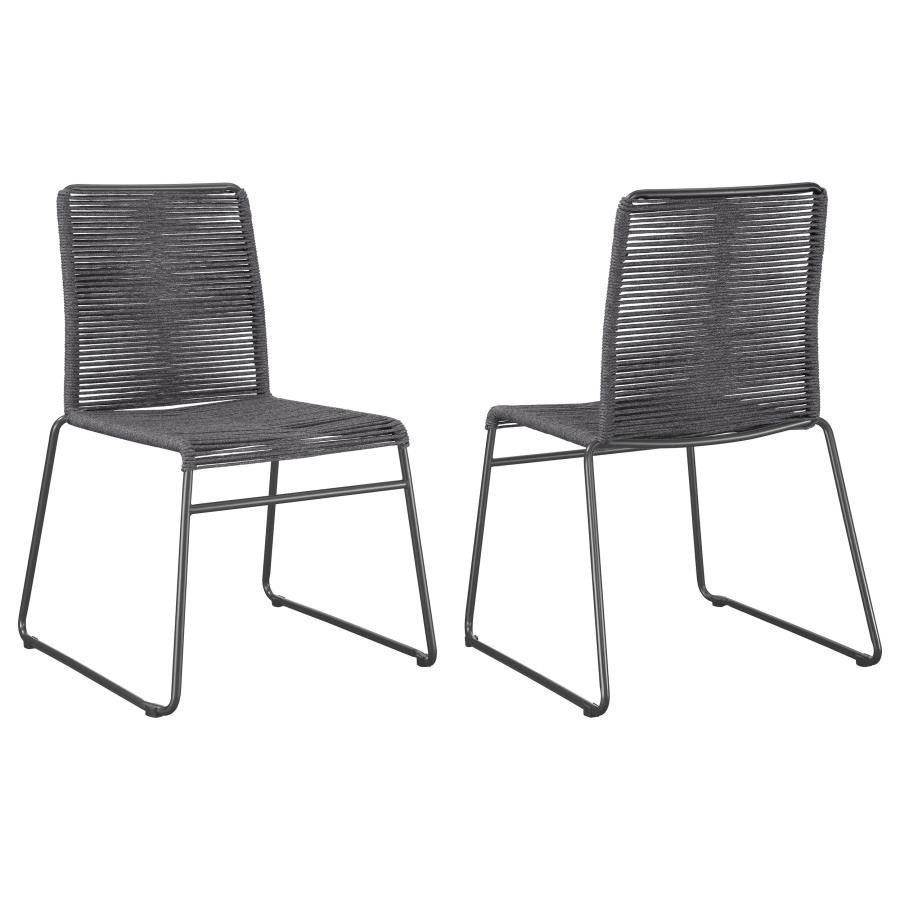 192062_001x900.jpg JEROME WOVEN ROPE STACKABLE SIDE CHAIR CHARCOAL (SET OF 2) - Image 1