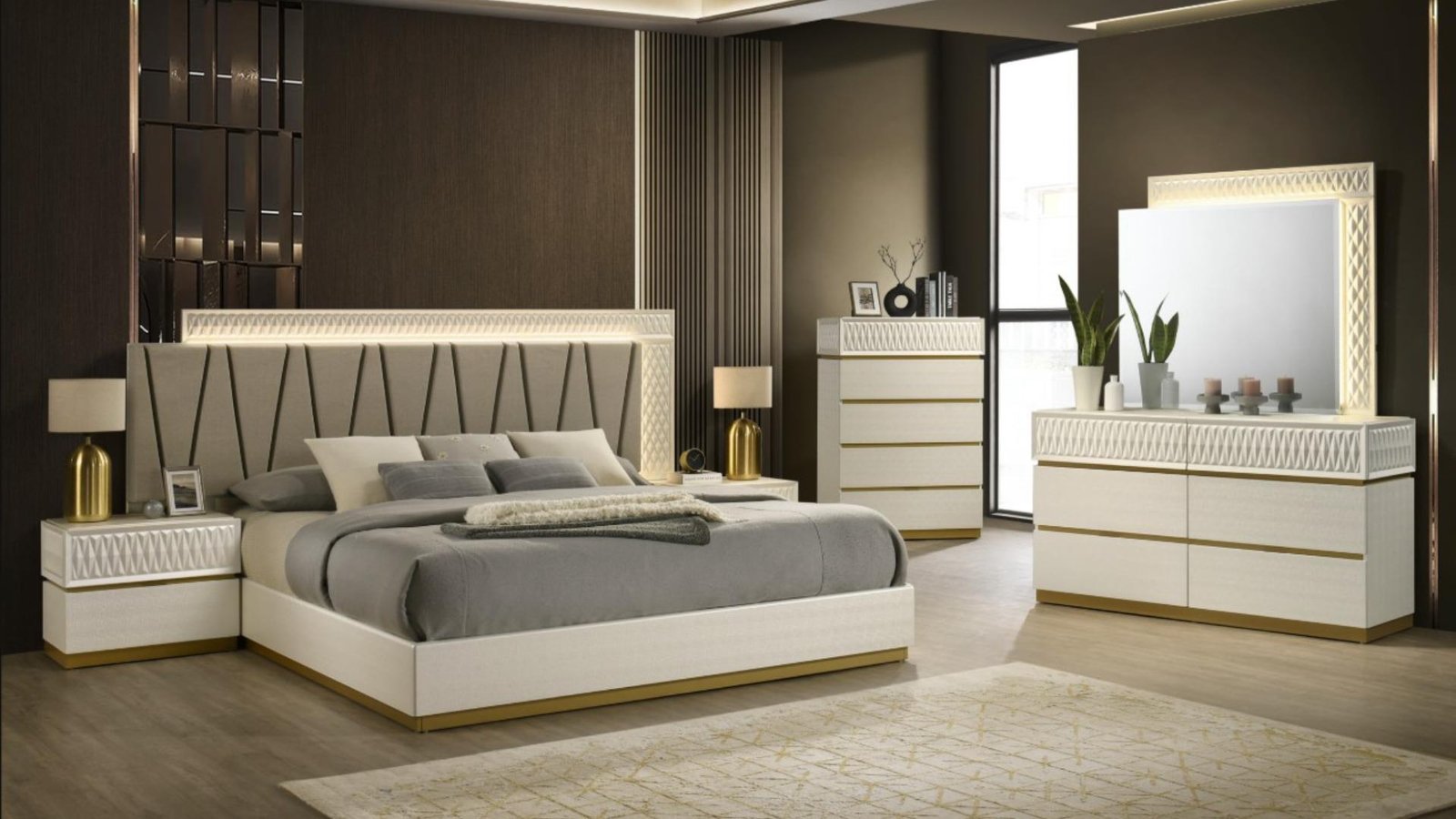 1920_38_1500_975.jpg STANLEY QUEEN 5 PC BEDROOM SET IN CHAMPAGNE - Image 1