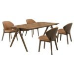 RANDOLPH 5-PIECE RECTANGULAR DINING TABLE SHEESHAM AND BROWN - Image 2