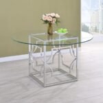 STARLIGHT ROUND 54-INCH GLASS TOP METAL DINING TABLE CHROME - Image 2