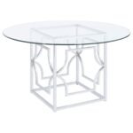 STARLIGHT ROUND 54-INCH GLASS TOP METAL DINING TABLE CHROME