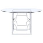 STARLIGHT ROUND 54-INCH GLASS TOP METAL DINING TABLE CHROME - Image 3