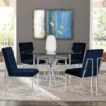 STARLIGHT ROUND 54-INCH GLASS TOP METAL DINING TABLE CHROME - Image 6