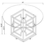 STARLIGHT ROUND 54-INCH GLASS TOP METAL DINING TABLE BRASS - Image 5