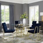 STARLIGHT ROUND 54-INCH GLASS TOP METAL DINING TABLE BRASS - Image 6