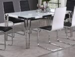 PAULINE RECTANGULAR 64-INCH GLASS TOP DINING TABLE CHROME - Image 2