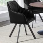 ARIKA LEATHERETTE UPHOLSTERED SWIVEL DINING ARM CHAIR BLACK - Image 2