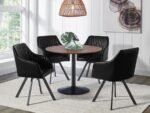 ARIKA LEATHERETTE UPHOLSTERED SWIVEL DINING ARM CHAIR BLACK - Image 8