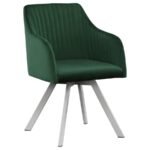ARIKA VELVET UPHOLSTERED SWIVEL DINING ARM CHAIR GREEN