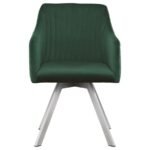 ARIKA VELVET UPHOLSTERED SWIVEL DINING ARM CHAIR GREEN - Image 3