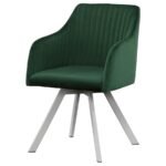 ARIKA VELVET UPHOLSTERED SWIVEL DINING ARM CHAIR GREEN - Image 4