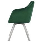 ARIKA VELVET UPHOLSTERED SWIVEL DINING ARM CHAIR GREEN - Image 5