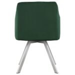 ARIKA VELVET UPHOLSTERED SWIVEL DINING ARM CHAIR GREEN - Image 6