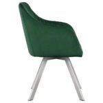 ARIKA VELVET UPHOLSTERED SWIVEL DINING ARM CHAIR GREEN - Image 7