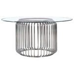 VEENA ROUND 60-INCH GLASS TOP METAL DINING TABLE CHROME