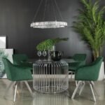 VEENA ROUND METAL DINING TABLE BASE CHROME - Image 3