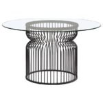 GRANVIA ROUND 54-INCH GLASS TOP METAL DINING TABLE GUNMETAL