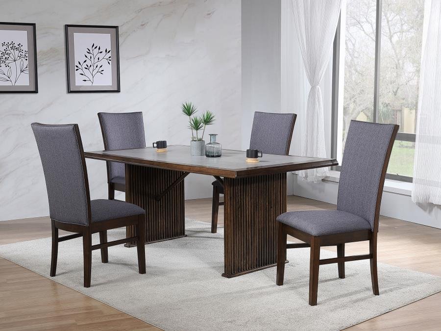 193591-S5_01x900.jpg SHERWOOD 5-PIECE RECTANGULAR DINING TABLE SET BROWN - Image 1