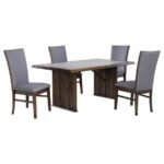 SHERWOOD 5-PIECE RECTANGULAR DINING TABLE SET BROWN - Image 2
