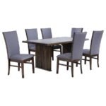 SHERWOOD 7-PIECE RECTANGULAR DINING TABLE SET BROWN - Image 2