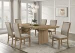 ADINA 7-PIECE EXTENSION DINING SET DISTRESSED LIGHT BROWN